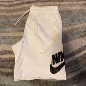 White Nike sweat shorts
